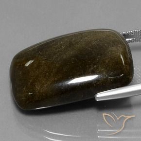 Obsidienne Noir avec bronze naturelle Coussin, 34.12 ct, Opaque