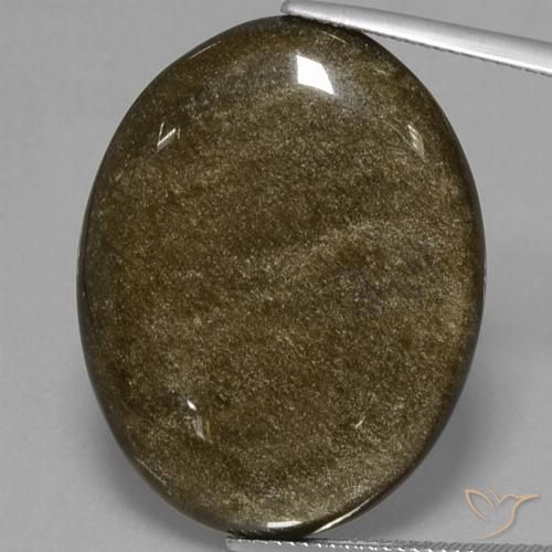 30.70ct Naturel Noir avec reflets dorés Obsidienne, ovale, Opaque