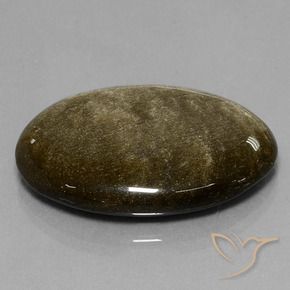 Obsidienne Noir avec reflets dorés naturelle ovale, 30.70 ct, Opaque