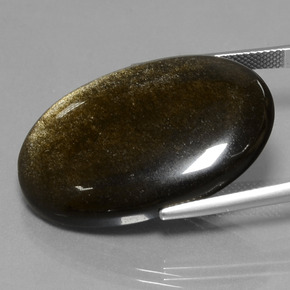 Obsidienne or naturelle coupe ovale, 37,13 ct, opaque