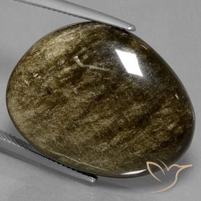 Obsidienne Noir avec reflets dorés naturelle Fantaisie, 30.42 ct, Opaque