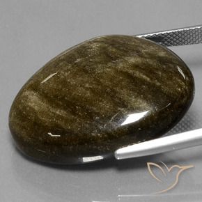 Obsidienne Noir avec reflets dorés naturelle Fantaisie, 30.42 ct, Opaque