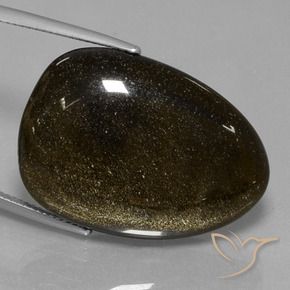 Obsidienne Noir avec reflets dorés naturelle Fantaisie, 29.28 ct, Opaque