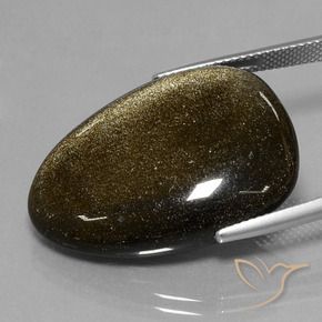Obsidienne Noir avec reflets dorés naturelle Fantaisie, 29.28 ct, Opaque