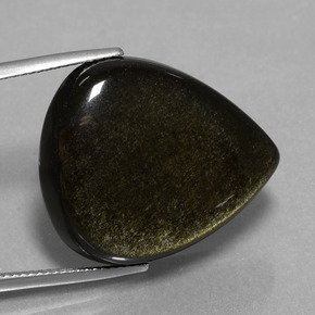 Obsidienne noir naturelle en forme de poire, 26,56 ct, opaque