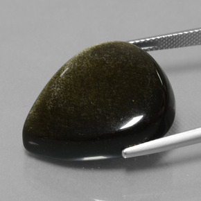 Obsidienne noir naturelle en forme de poire, 26,56 ct, opaque