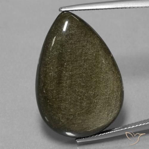 24.86ct Naturel Brun noirâtre léger Obsidienne, En forme de poire, Opaque