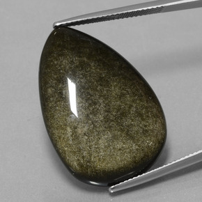 Obsidienne noir naturelle en forme de poire, 28,31 ct, opaque
