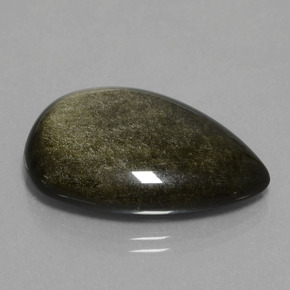 Obsidienne noir naturelle en forme de poire, 28,31 ct, opaque