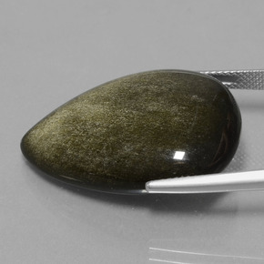 Obsidienne noir naturelle en forme de poire, 28,31 ct, opaque