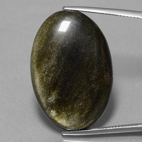 Obsidienne noir naturelle coupe ovale, 28,44 ct, opaque