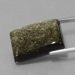 Obsidienne Éclat d'Or naturelle Baquette, 13.86 ct, Opaque