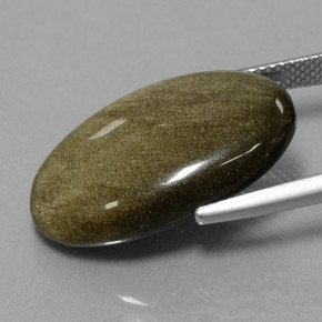 Obsidienne or naturelle coupe ovale, 12,58 ct, opaque