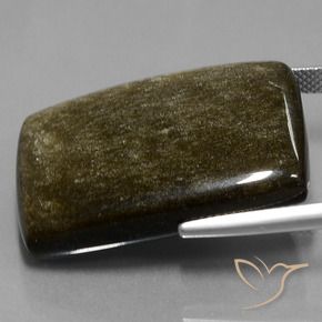 Obsidienne Noir avec reflets dorés naturelle Coussin, 42.34 ct, Opaque