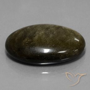 Obsidienne Noir avec reflets dorés naturelle ovale, 32.97 ct, Opaque