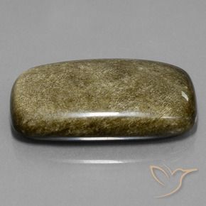 Obsidienne Noir avec reflets dorés naturelle Coussin, 34.65 ct, Opaque