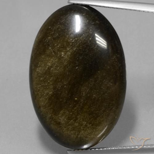 Obsidienne Marron noir naturelle ovale, 30.50 ct, Opaque