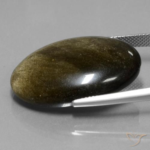 Obsidienne Marron noir naturelle ovale, 30.50 ct, Opaque