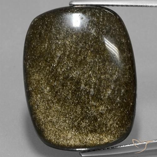 Obsidienne Noir avec reflets dorés naturelle Coussin, 30.10 ct, Opaque