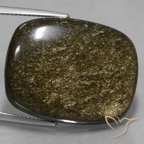 Obsidienne Noir avec reflets dorés naturelle Coussin, 30.10 ct, Opaque