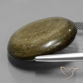 Obsidienne Noir avec reflets dorés naturelle Coupe roude, 32.24 ct, Opaque