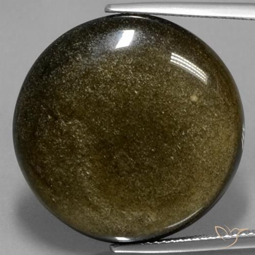 Obsidienne doré naturelle coupe roude, 26,81 ct, opaque