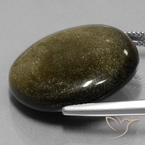 Obsidienne doré naturelle coupe roude, 26,81 ct, opaque