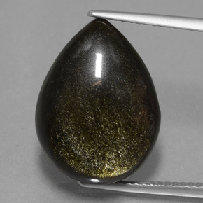 Obsidienne Éclat d'Or naturelle En forme de poire, 11.68 ct, Opaque