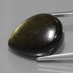 Obsidienne Éclat d'Or naturelle En forme de poire, 11.68 ct, Opaque
