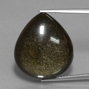 Obsidienne noir naturelle en forme de poire, 14,33 ct, opaque