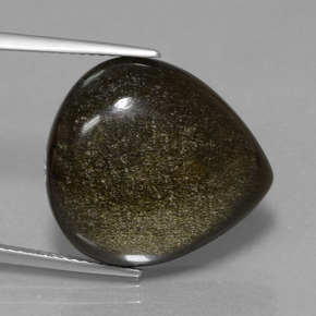 Obsidienne noir naturelle en forme de poire, 14,33 ct, opaque