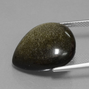 Obsidienne noir naturelle en forme de poire, 14,33 ct, opaque