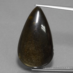 Obsidienne Lustre doré noir naturelle En forme de poire, 13.80 ct, Opaque