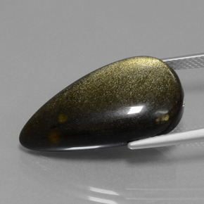 Obsidienne Lustre doré noir naturelle En forme de poire, 13.80 ct, Opaque