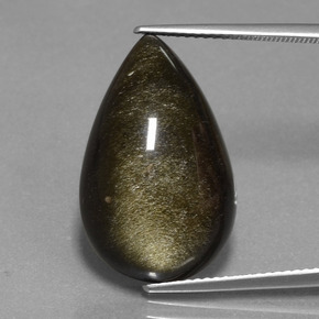 Obsidienne Lustre doré noir naturelle En forme de poire, 13.69 ct, Opaque