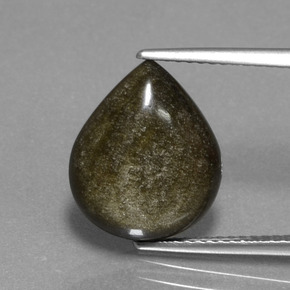 Obsidienne or naturelle en forme de poire, 4,64 ct, opaque