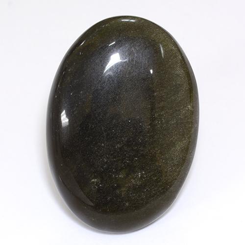 Obsidienne noir naturelle coupe ovale, 26,80 ct, opaque