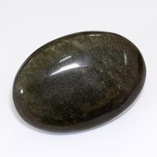 Obsidienne noir naturelle coupe ovale, 26,80 ct, opaque