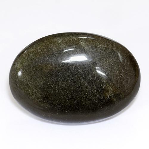 Obsidienne noir naturelle coupe ovale, 26,80 ct, opaque