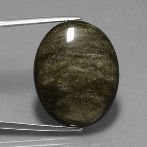 Obsidienne noir naturelle coupe ovale, 28,84 ct, opaque
