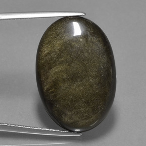 Obsidienne noir naturelle coupe ovale, 27,82 ct, opaque
