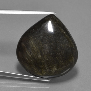 Obsidienne noir naturelle en forme de poire, 26,92 ct, opaque