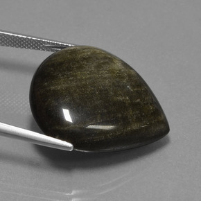 Obsidienne noir naturelle en forme de poire, 26,92 ct, opaque