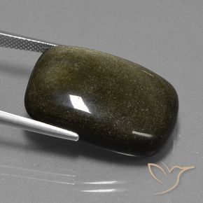 Obsidienne Noir avec bronze naturelle Coussin, 28.60 ct, Opaque