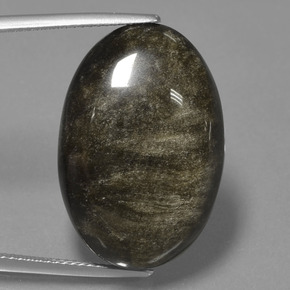 Obsidienne noir naturelle coupe ovale, 26,10 ct, opaque