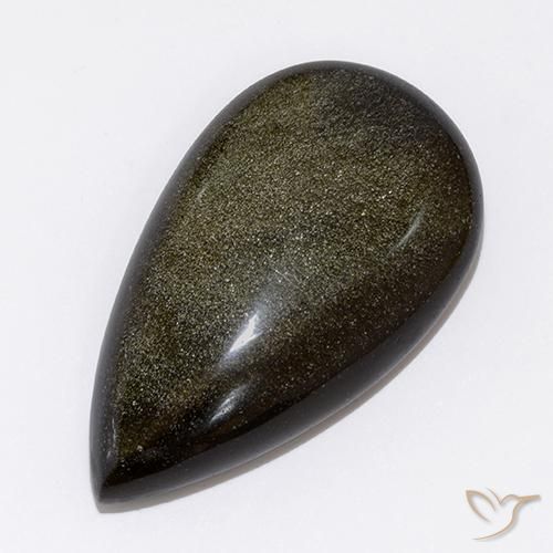 Obsidienne Noir avec bronze naturelle En forme de poire, 26.64 ct, Opaque
