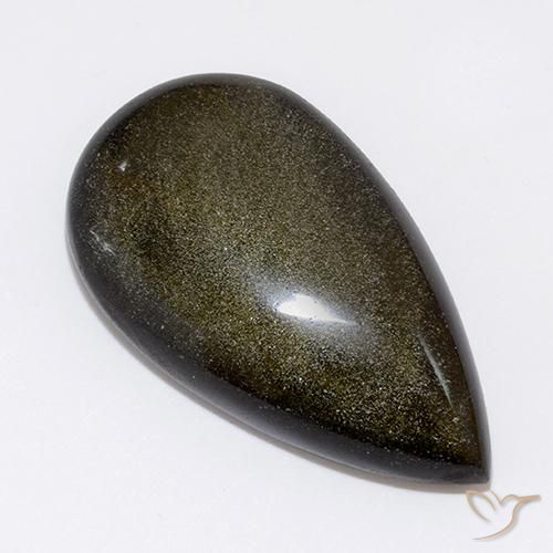 Obsidienne Noir avec bronze naturelle En forme de poire, 26.64 ct, Opaque