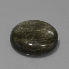 Obsidienne Lustre doré noir naturelle Coupe roude, 20.62 ct, Opaque