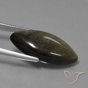 Obsidienne Noir avec reflets dorés naturelle Marquise, 17.08 ct, Opaque
