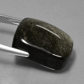 Obsidienne Noir avec reflets dorés naturelle Coupe coussin, 22.56 ct, Opaque